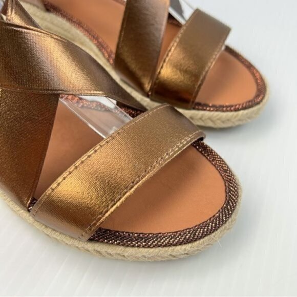 Aquatalia Sandal Espadrille womens size 6 Maggie wedge copper brown strap - Picture 7 of 14